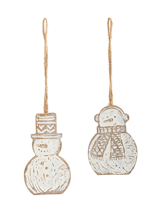 Wood Snowmen Ornaments Wood Snowmen Ornaments