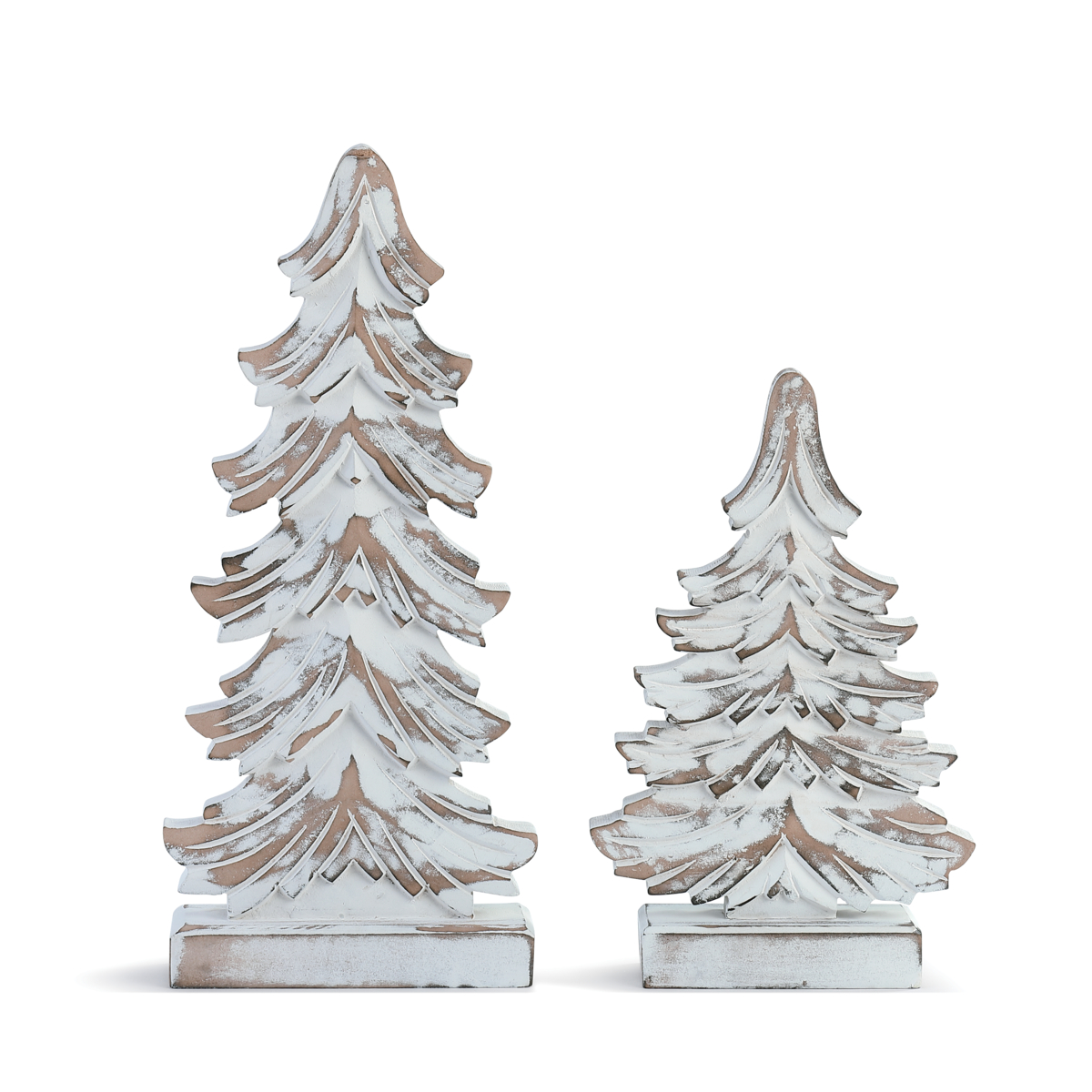 Whitewashed Wood Carved Trees