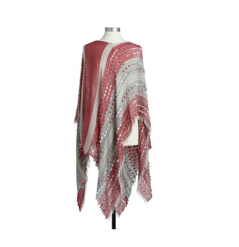 Red Mix Textured Poncho
