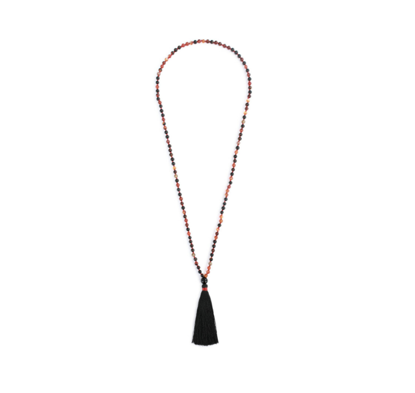 Red Thread Necklace with Black Tassle