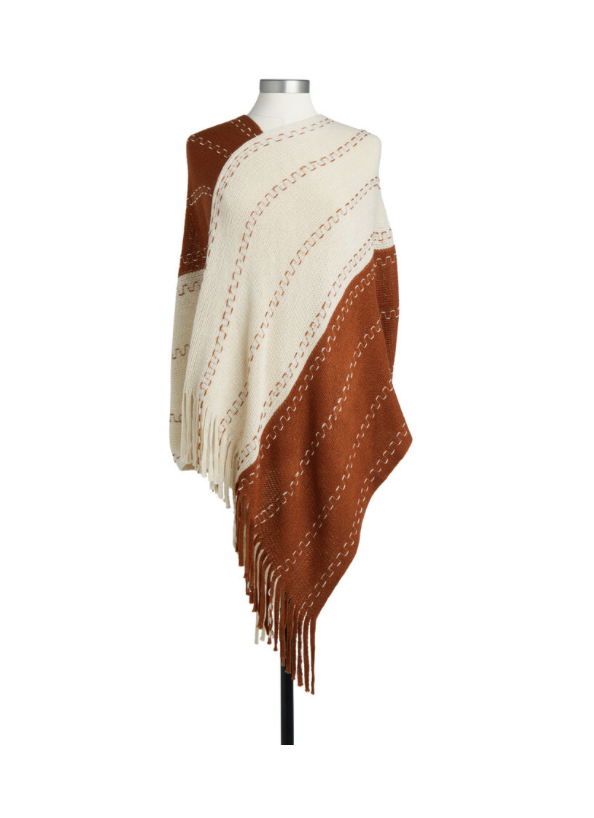 Textured and Cream Two-Toned Poncho